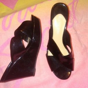 GIANNA BINI Wedge Blk Leather Shoes